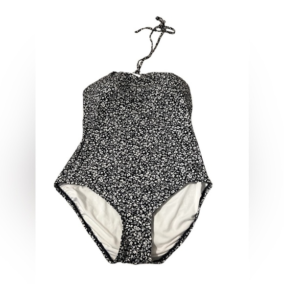 Michael Kors Black & White Floral One Piece Halter Swimsuit. Size 12. - Picture 2 of 5